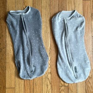 Swaddle Me newborn gray swaddles with zipper lot of 2